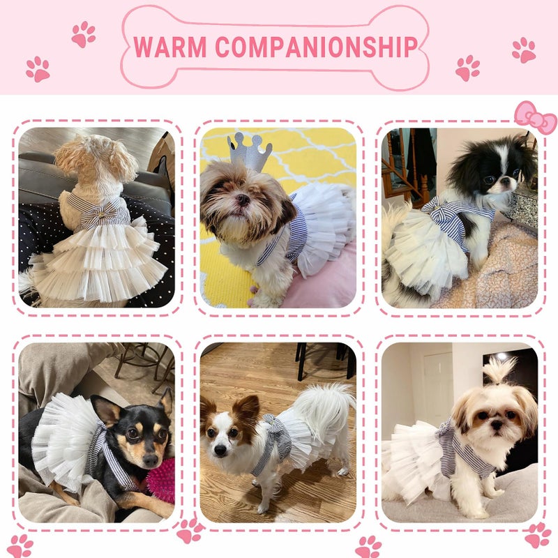 TAPBULL Dog Dresses, Fashion Pet Dog Clothes, Striped Mesh Puppy Dogs Princess Dresses (Blue, Medium) - Image 4